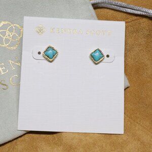 Kendra Scott - Mallory Variegated Turquoise Gold Stud Earrings
